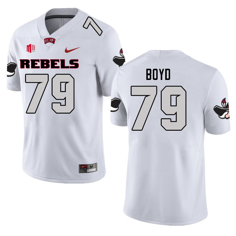 Men #79 Austin Boyd UNLV Rebels College Football Jerseys Stitched Sale-White